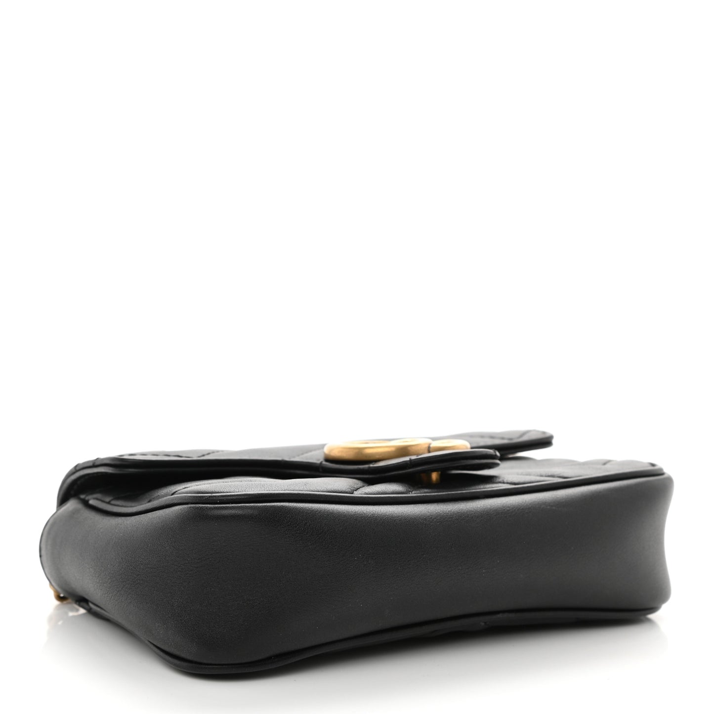 Calfskin Matelasse Super Mini GG Marmont Shoulder Bag Black