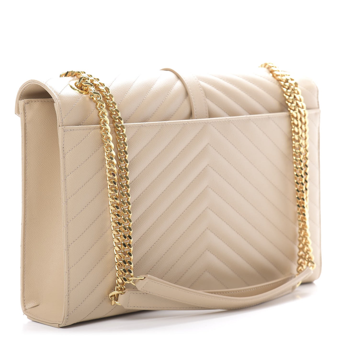 Grain De Poudre Matelasse Chevron Large Monogram Satchel Nude Powder