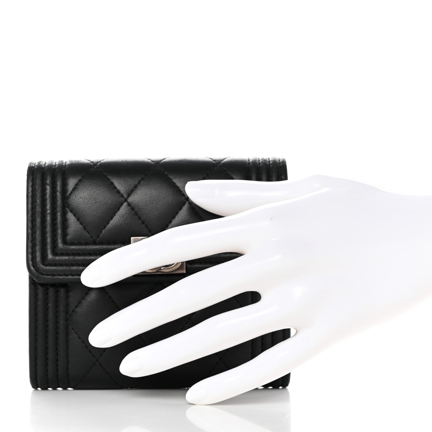 Chanel Caviar Quilted Compact Boy Wallet Black 2 of 10