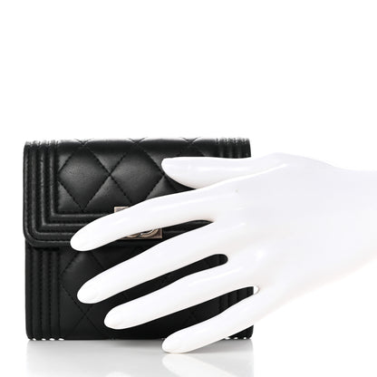 Chanel Caviar Quilted Compact Boy Wallet Black 2 of 10
