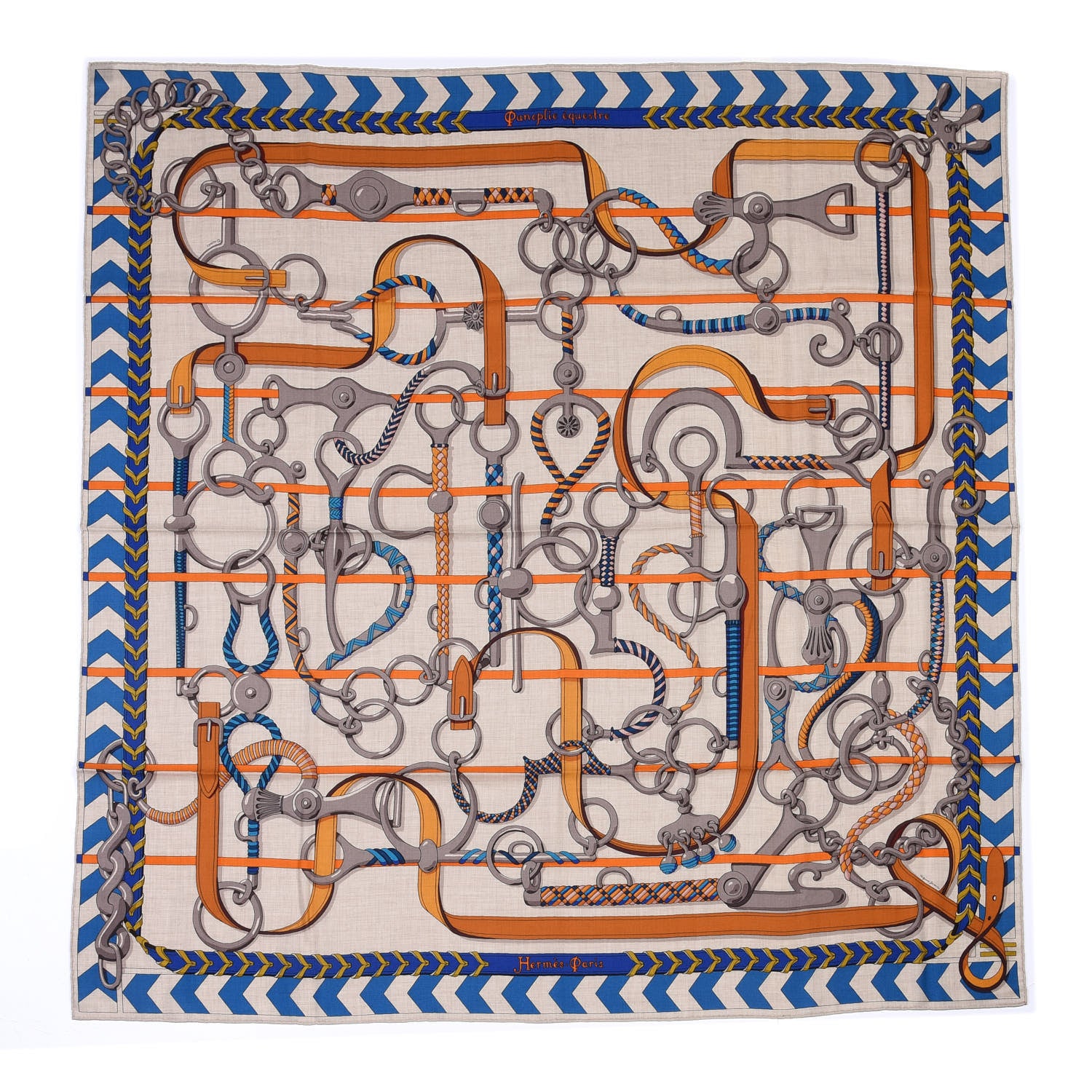 Hermes Cashmere Silk Panoplie Equestre Shawl 140 1 of 4