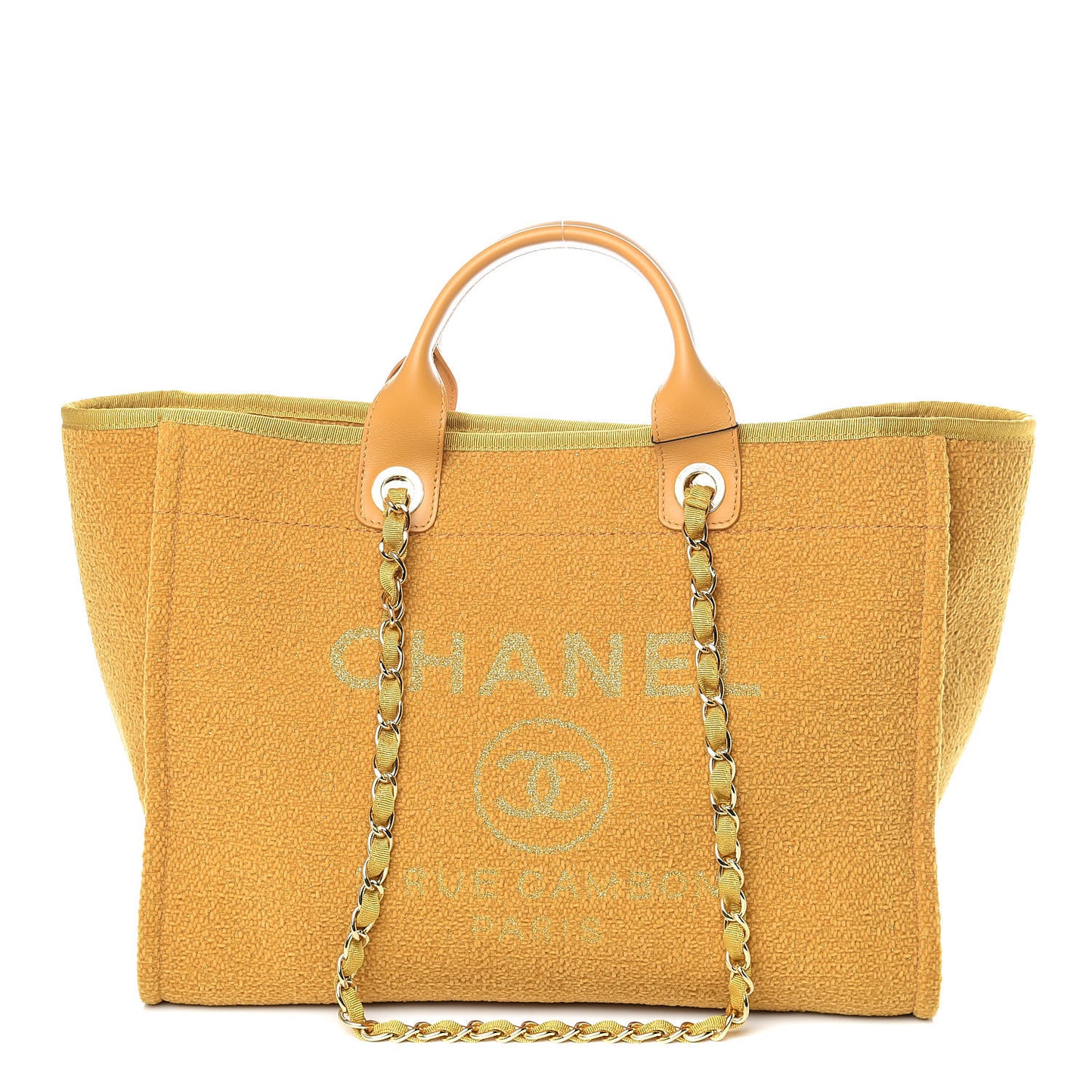 Lurex Boucle Medium Deauville Tote Yellow