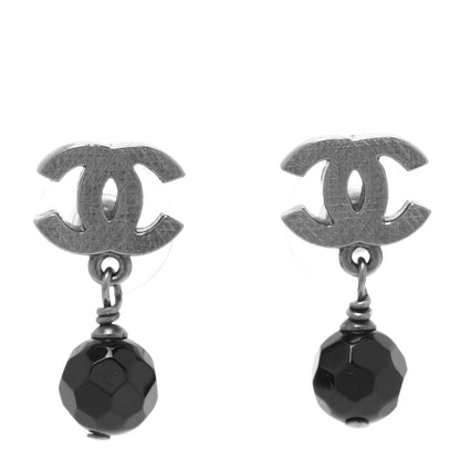 Chanel Beaded CC Drop Earrings Ruthenium Black 1 of 5