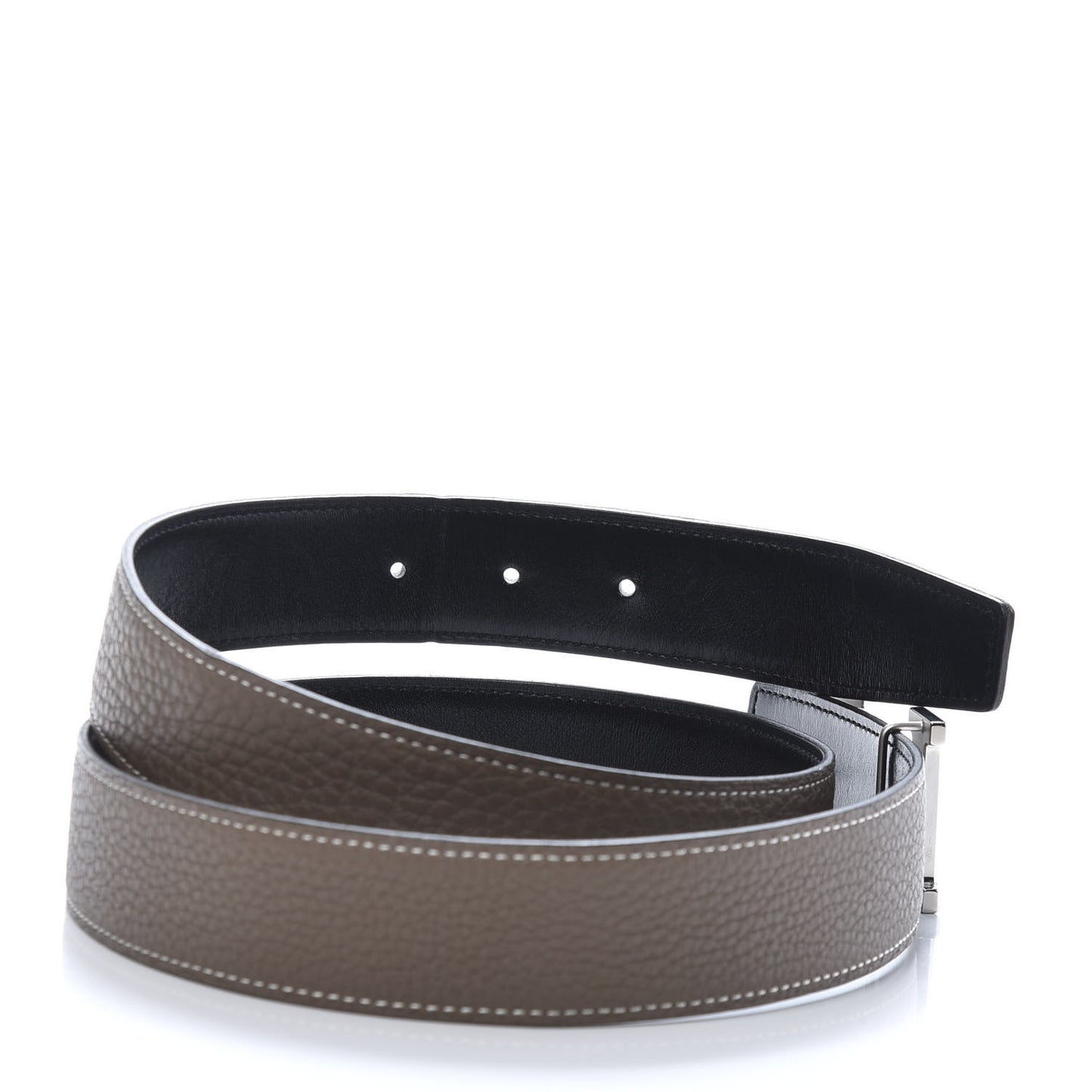 Togo Box H Belt 90 Etoupe Black