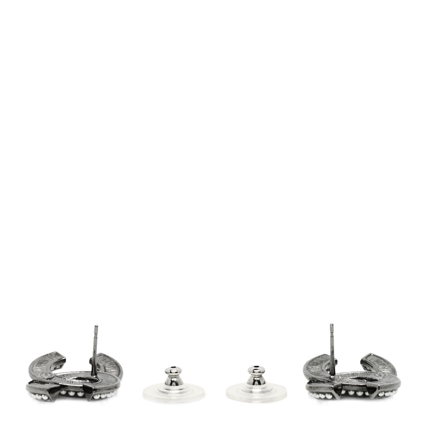 Crystal Pearl Chain Mania CC Earrings Ruthenium