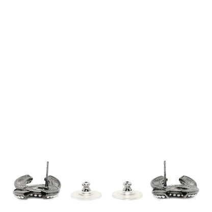 Chanel Crystal Pearl Chain Mania CC Earrings Ruthenium 3 of 4
