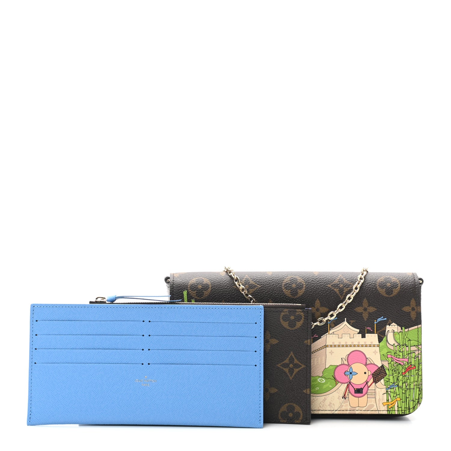 Louis Vuitton Monogram 2021 Christmas Animation China Wall Pochette Felicie Chain Wallet Myosotis Blue 3 of 7