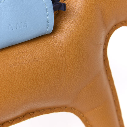 Hermes Milo Lambskin Grigri Rodeo Horse Bag Charm MM Naturel Bouton D'Or Celeste Bleu Saphir 4 of 5