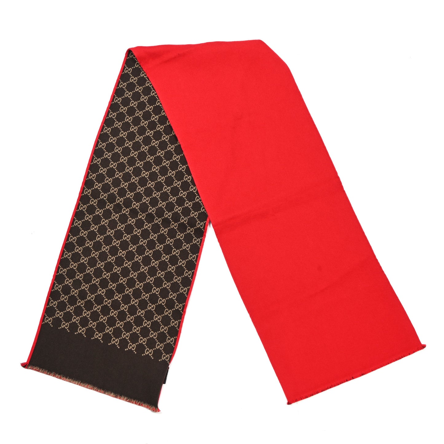 Wool Silk GG Monogram Ripon Simple Scarf Flame