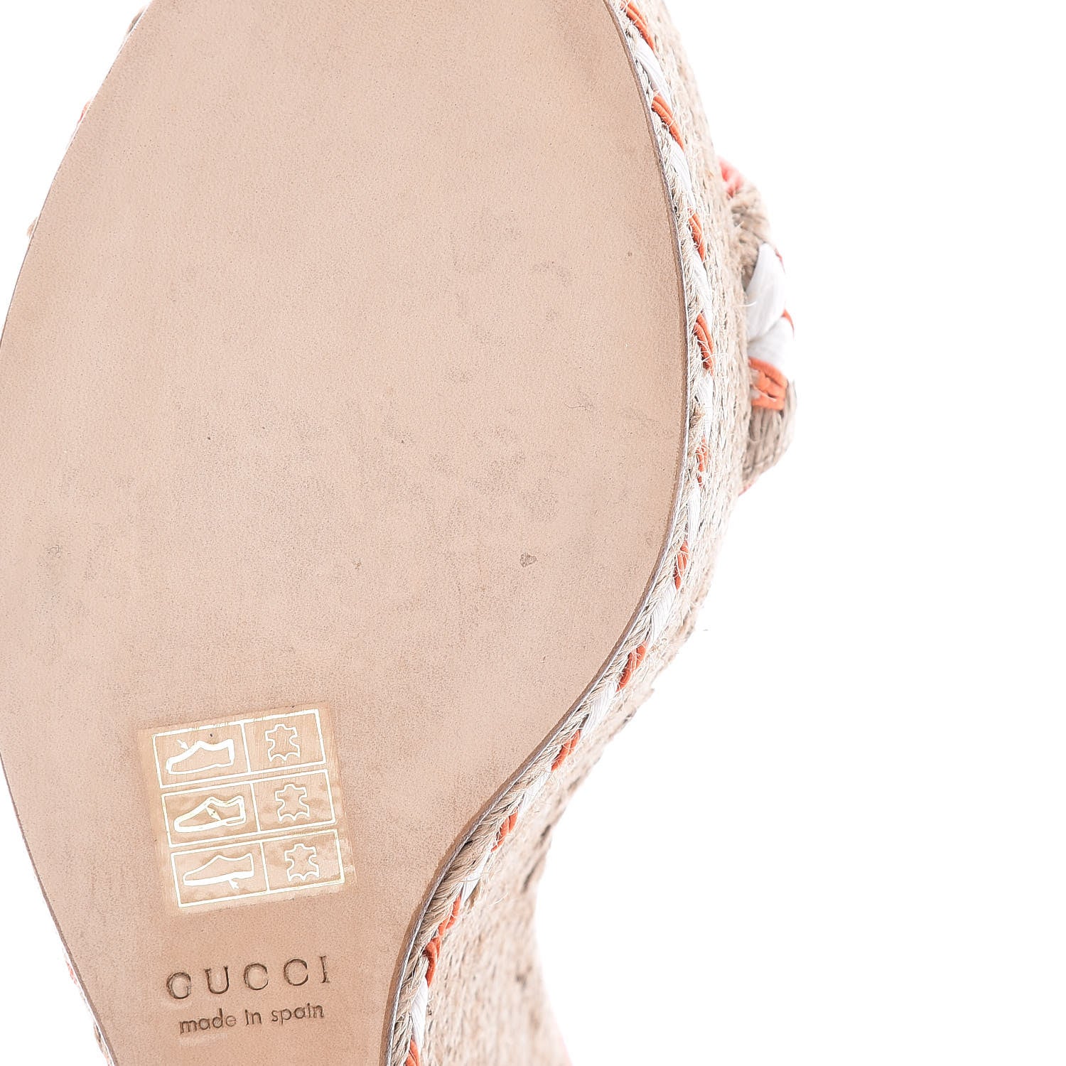 Gucci Raffia Woven Tiffany Espadrille Platform Wedge Sandals 39 Natural White Vibrant Orange 11 of 12