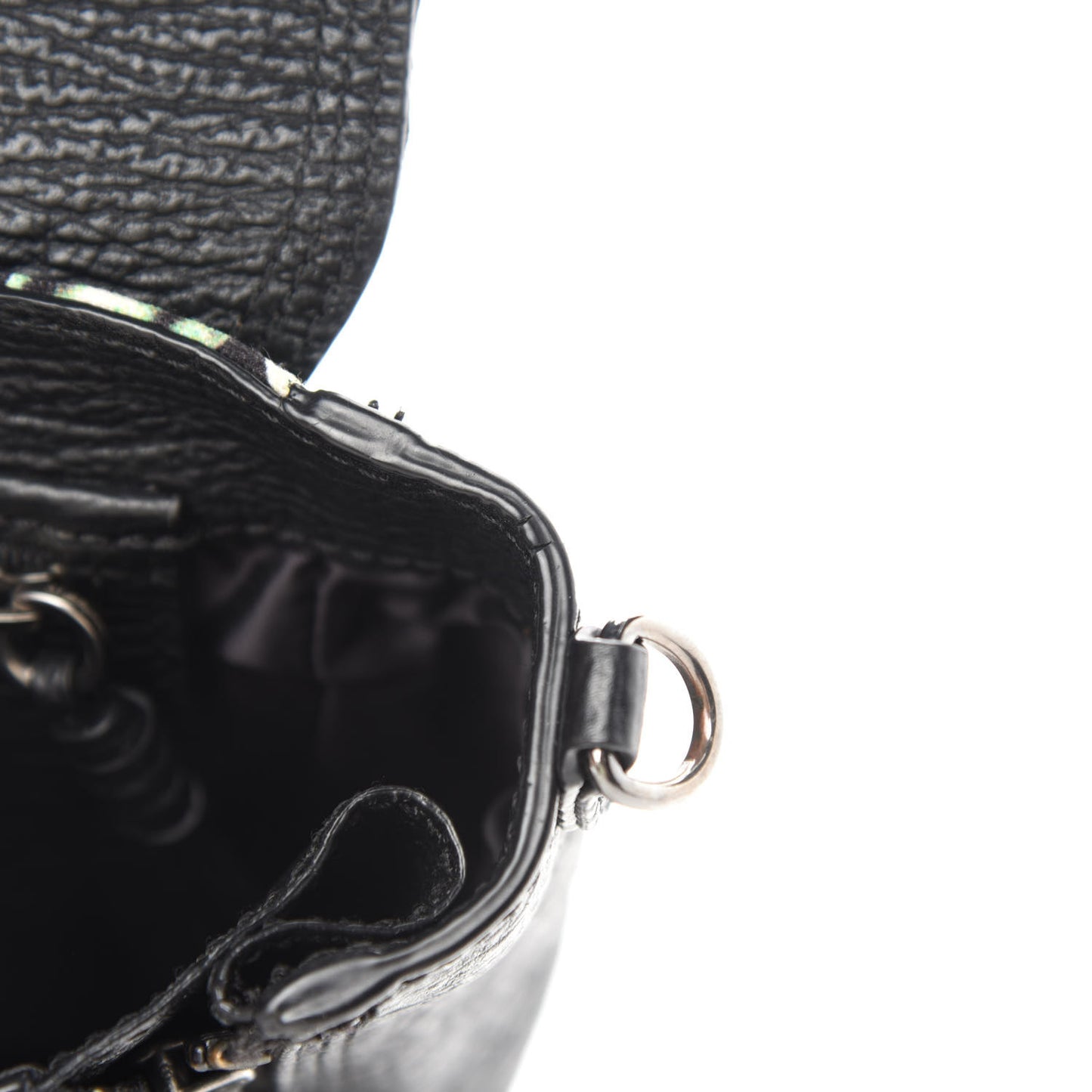 Textured Calfskin Canvas Mini Floral Pashli Satchel Black Multicolor