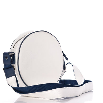 Chanel Canvas Rubber Circle Airline Messenger Bag White Blue 3 of 8