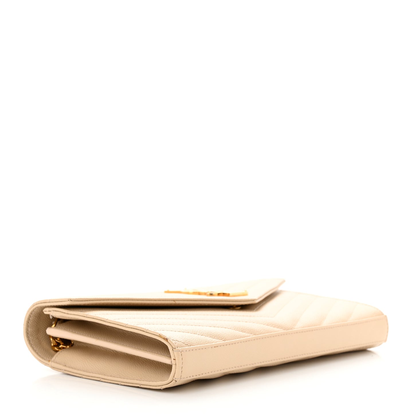 Grain De Poudre Matelasse Chevron Monogram Chain Wallet Dark Beige
