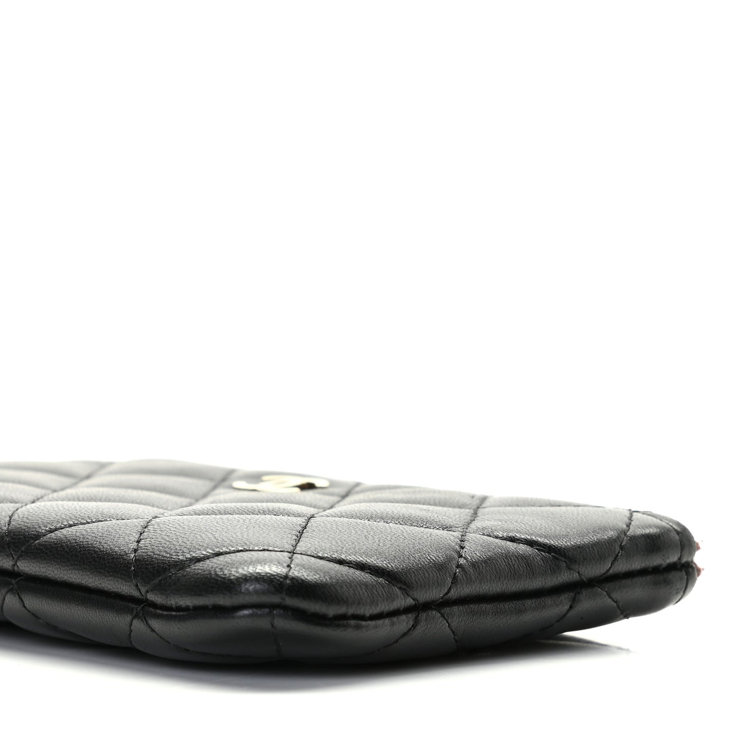 Lambskin Quilted Small Cosmetic Case Black