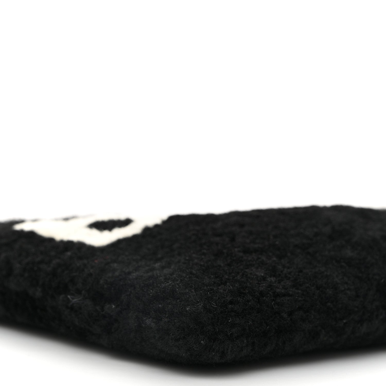 Balenciaga Sheepskin Shearling Contrasted Logo Large Zip Pouch Black 9 of 10