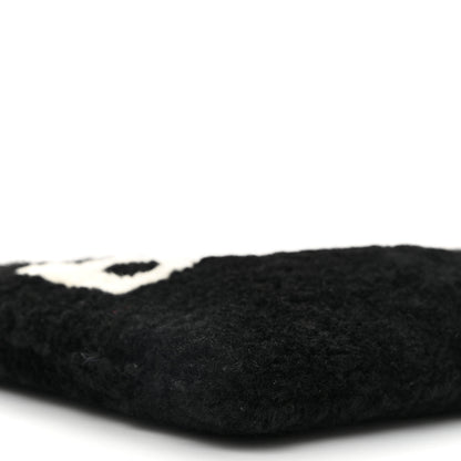 Balenciaga Sheepskin Shearling Contrasted Logo Large Zip Pouch Black 9 of 10