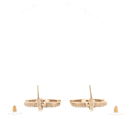 Chanel Crystal Pearls CC Drop Earrings Light Gold 3 of 4