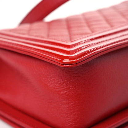 Chanel Patent Goatskin Quilted New Medium Boy Flap Red 10 of 11