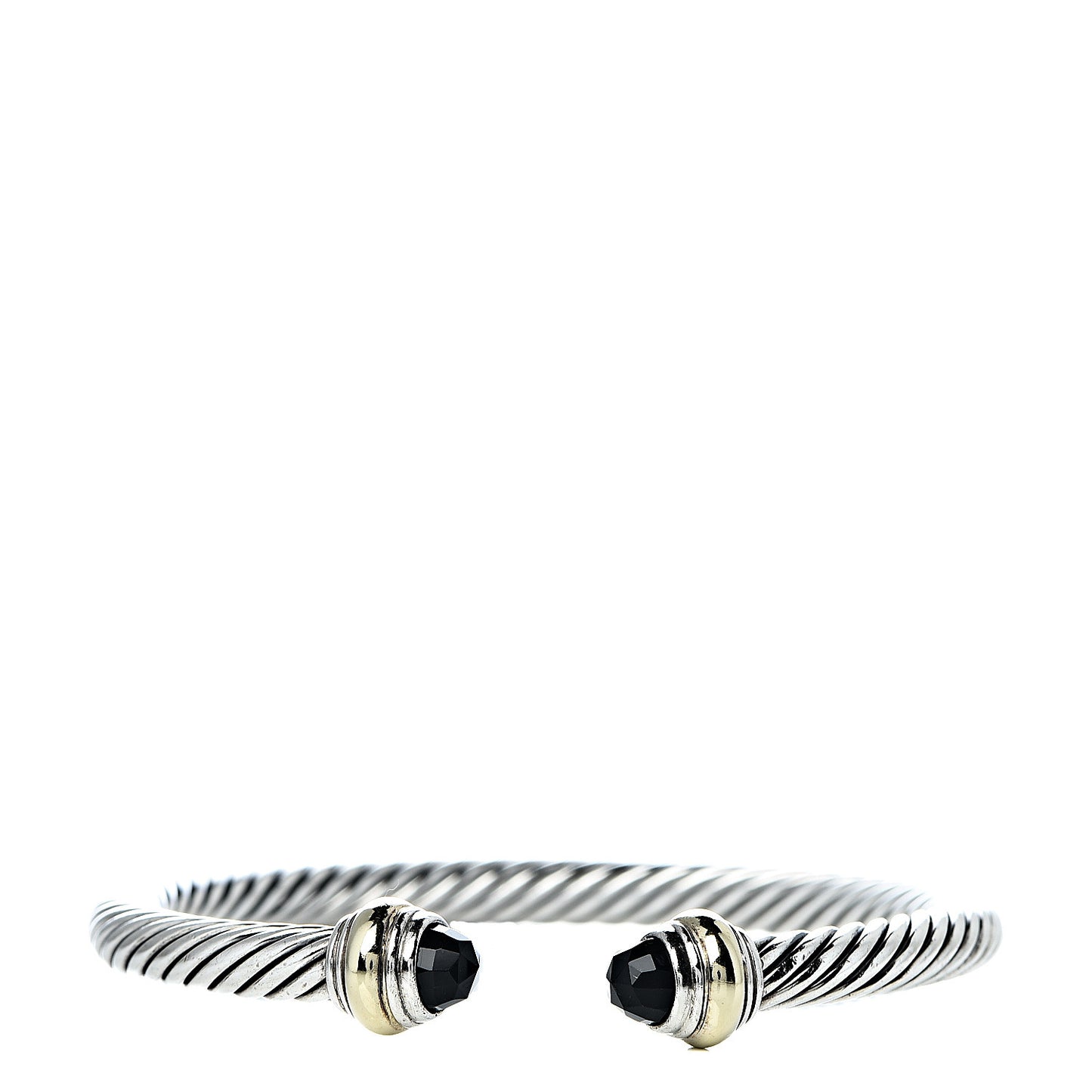 Sterling Silver 14K Yellow Gold Black Onyx 5mm Cable Classics Bracelet