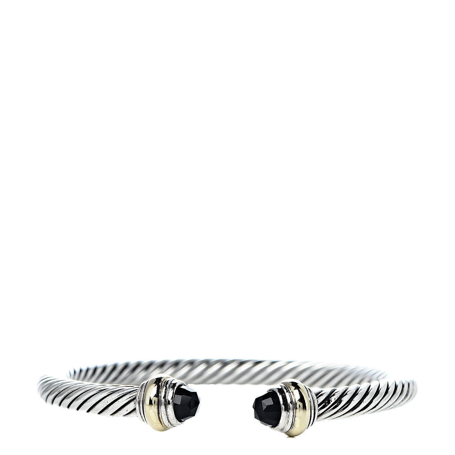David Yurman Sterling Silver 14K Yellow Gold Black Onyx 5mm Cable Classics Bracelet 1 of 5