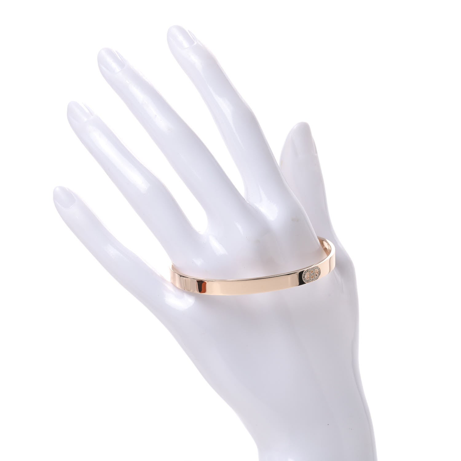 Hermes 18K Rose Gold Diamond PM H D'Ancre Bracelet ST 2 of 5