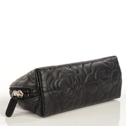 Chanel Lambskin Camellia Embossed Cosmetic Case Black 4 of 8