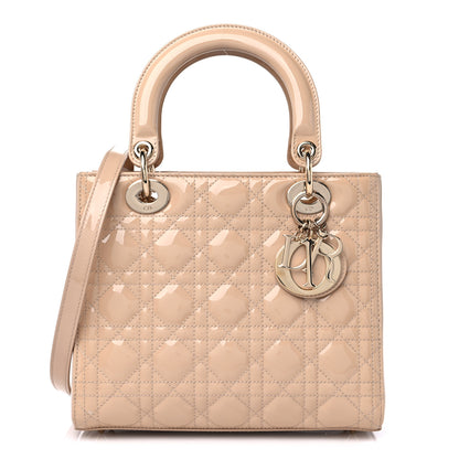 Christian Dior Patent Cannage Medium Lady Dior Beige 1 of 9