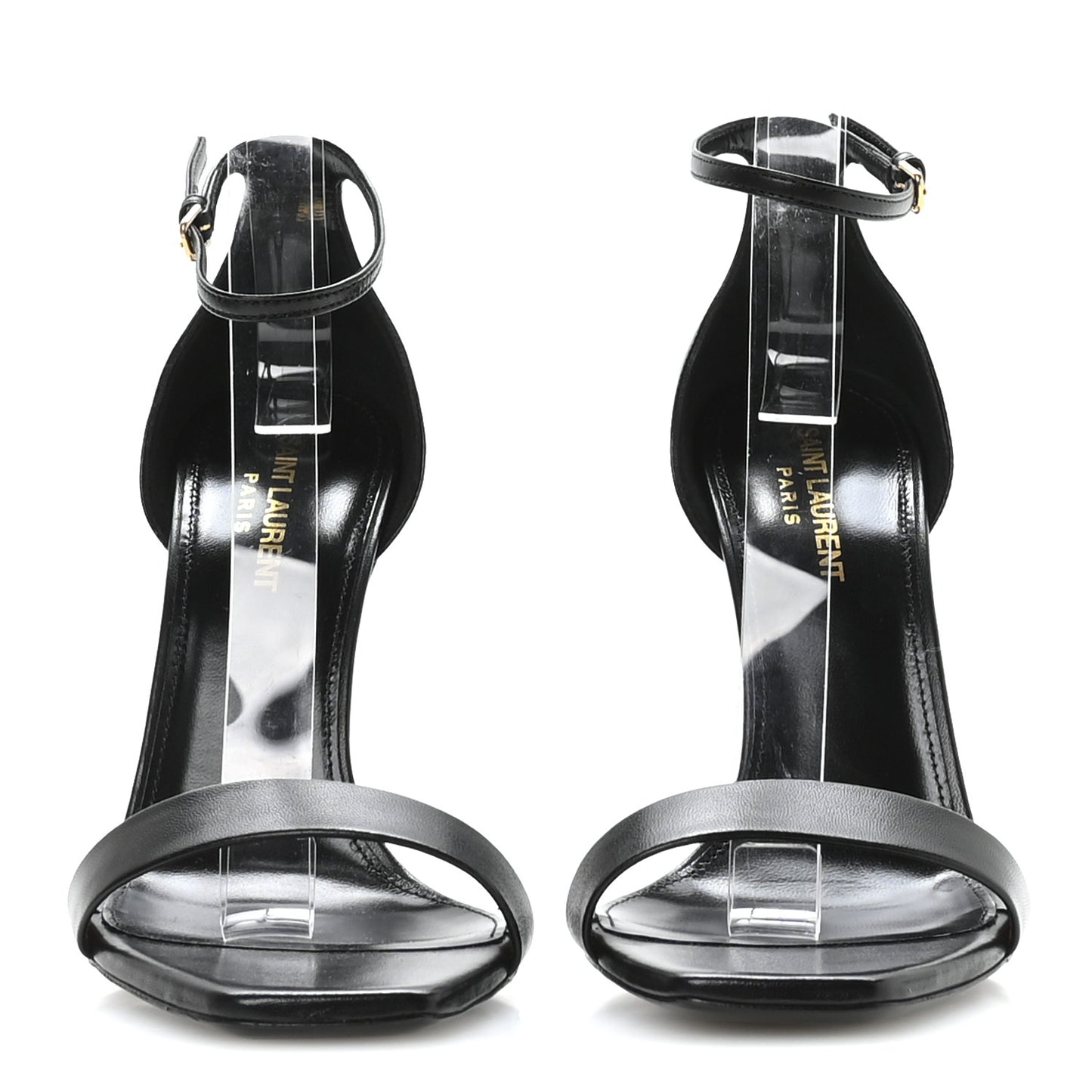 Calfskin Tripon Amber 105 Ankle Strap Sandals 39 Black