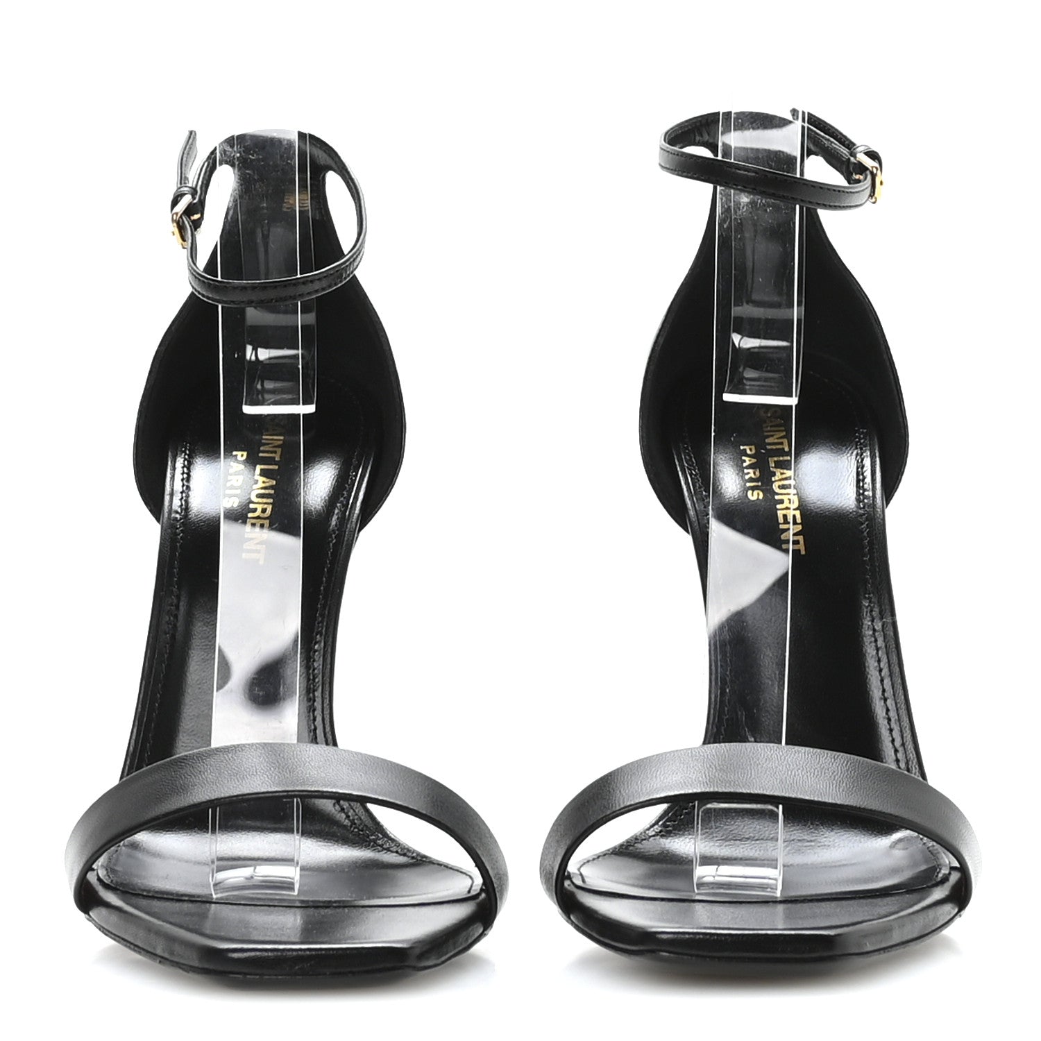 Saint Laurent Calfskin Tripon Amber 105 Ankle Strap Sandals 39 Black 3 of 8