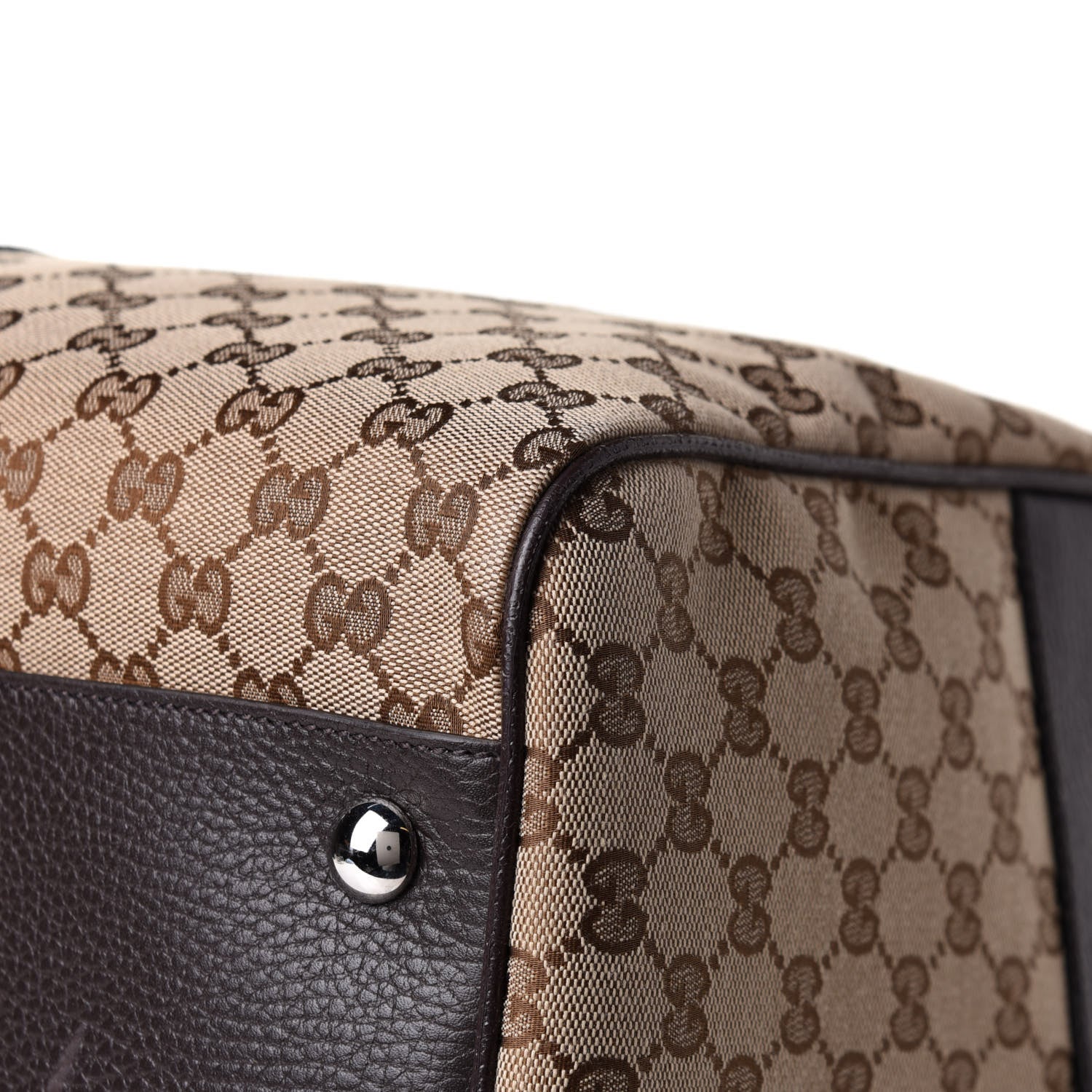 Gucci Monogram Dollar Calfskin Large Boston Duffle Bag Beige Ebony Testa di Moro Marrone Scuro 11 of 13