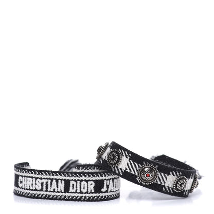 Christian Dior Woven Cotton Oblique J'Adior Friendship Bracelet Set Black 1 of 4