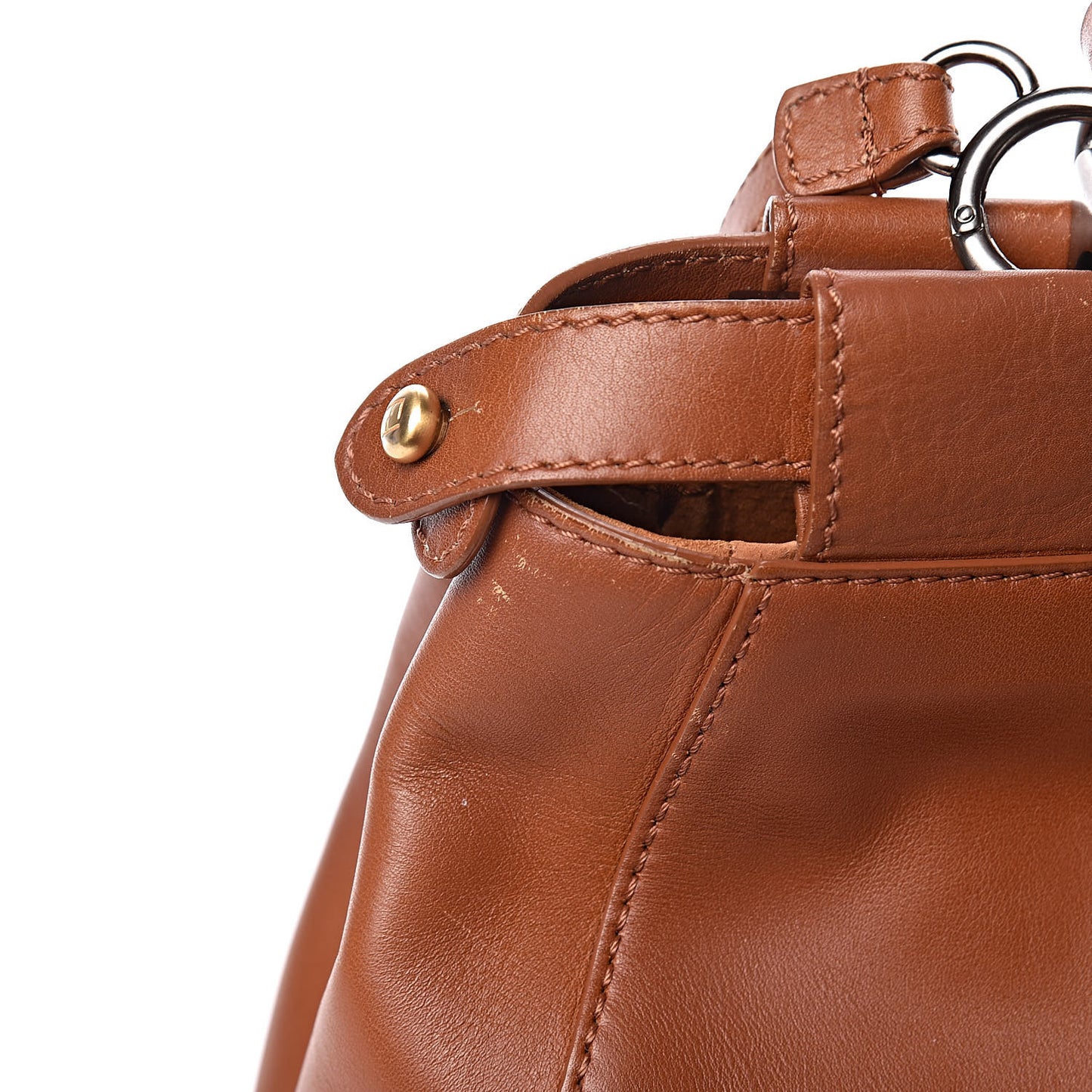 Vitello Suede Medium Peekaboo Iconic Satchel Cuoio Rame Moro
