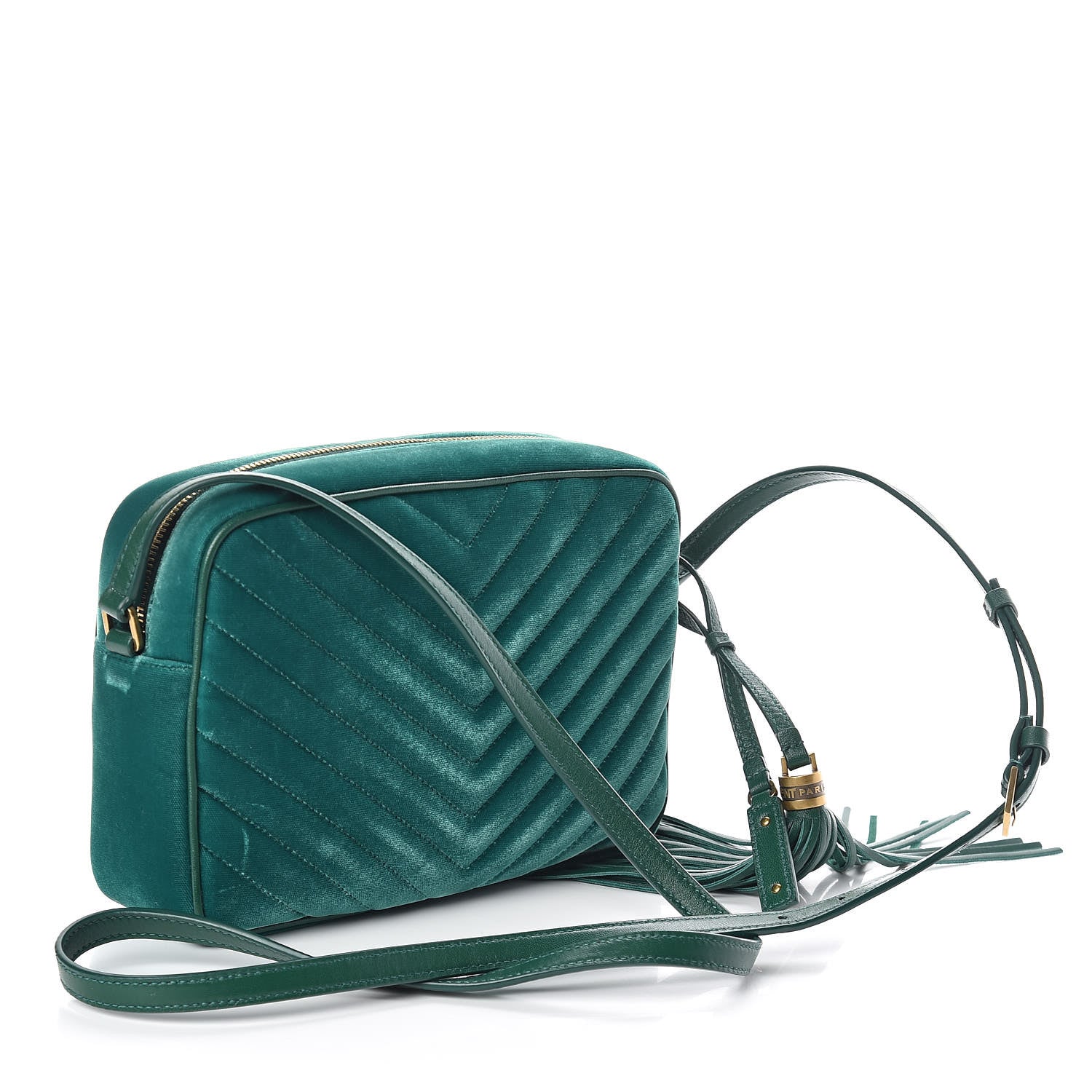 Saint Laurent Velvet Matelasse Monogram Lou Camera Bag Deep Malachite 3 of 9