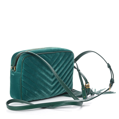 Saint Laurent Velvet Matelasse Monogram Lou Camera Bag Deep Malachite 3 of 9