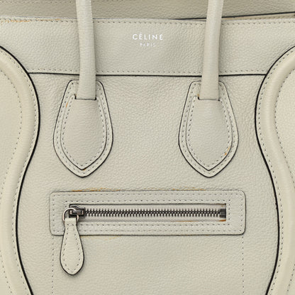 Celine Drummed Calfskin Micro Luggage Chalk 8 of 24