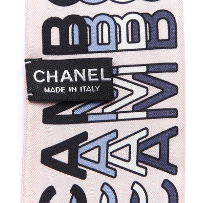 Chanel Silk Logo Slim Bandeau Scarf Pink Multicolor 2 of 2