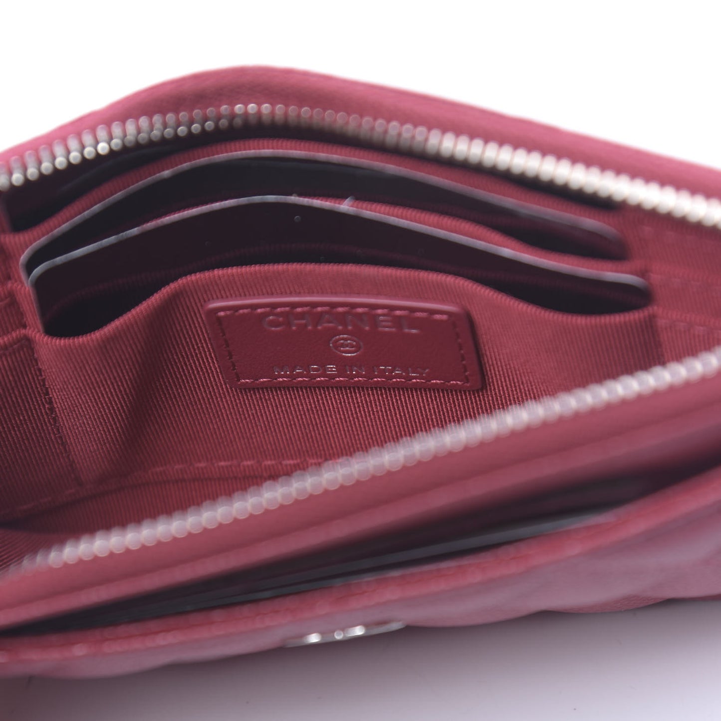 Caviar Quilted Classic Zip Pouch Dark Pink