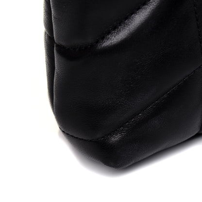 Saint Laurent Lambskin Monogram Loulou Puffer Pouch Clutch Black 16 of 17