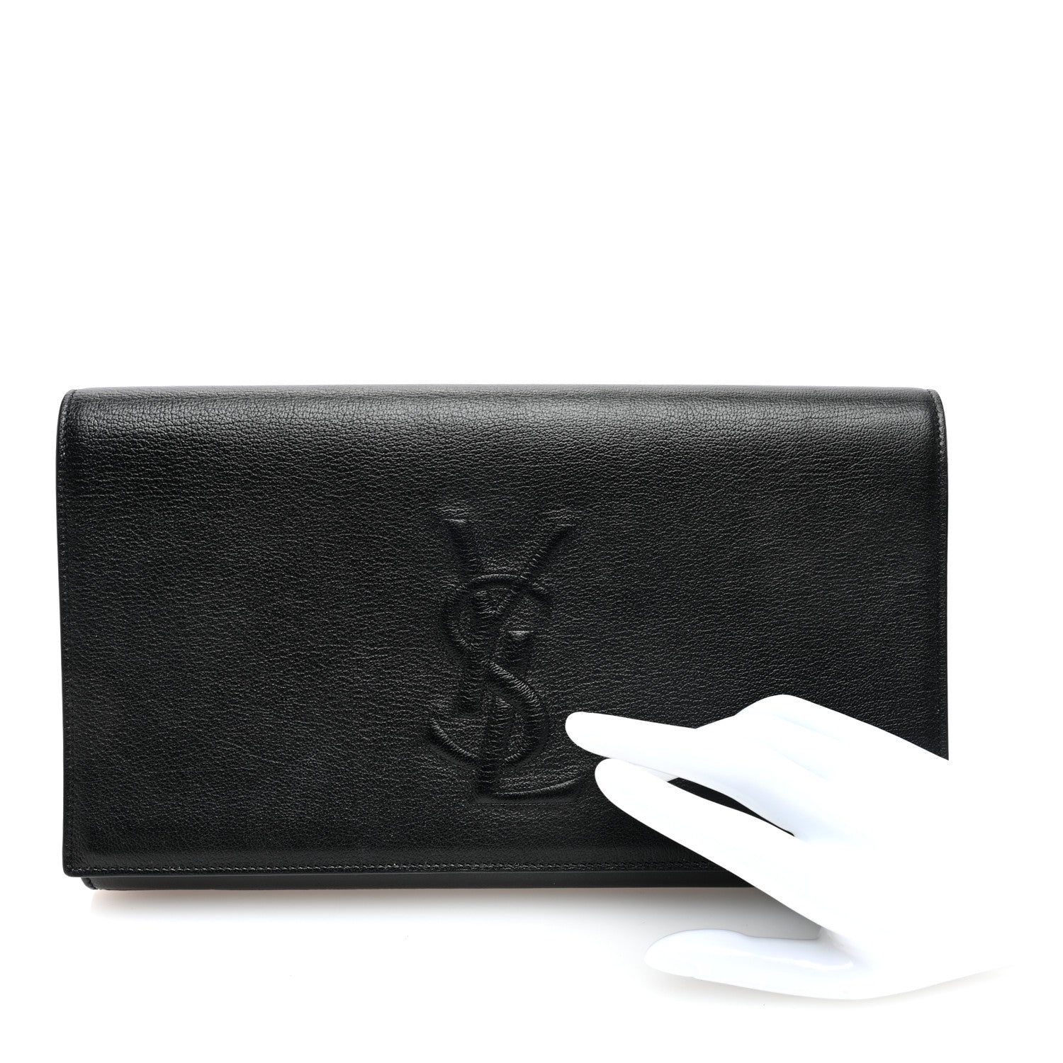 Saint Laurent Goatskin Monogram Large Belle De Jour Clutch Black 2 of 9