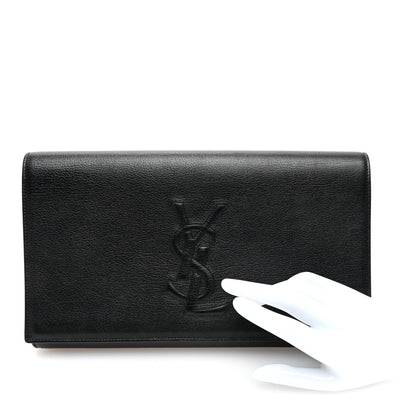 Saint Laurent Goatskin Monogram Large Belle De Jour Clutch Black 2 of 9