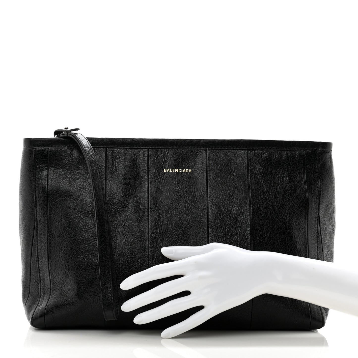 Agneau Arena Large Barbes Z Pouch with Handle Black