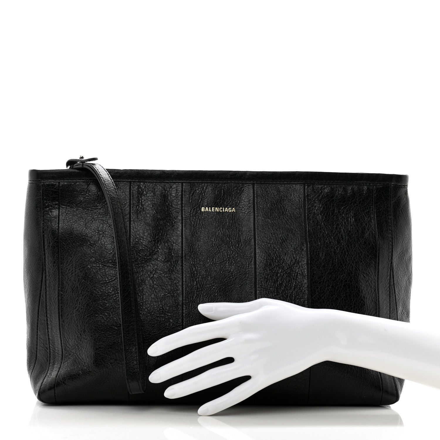 Balenciaga Agneau Arena Large Barbes Z Pouch with Handle Black 2 of 10