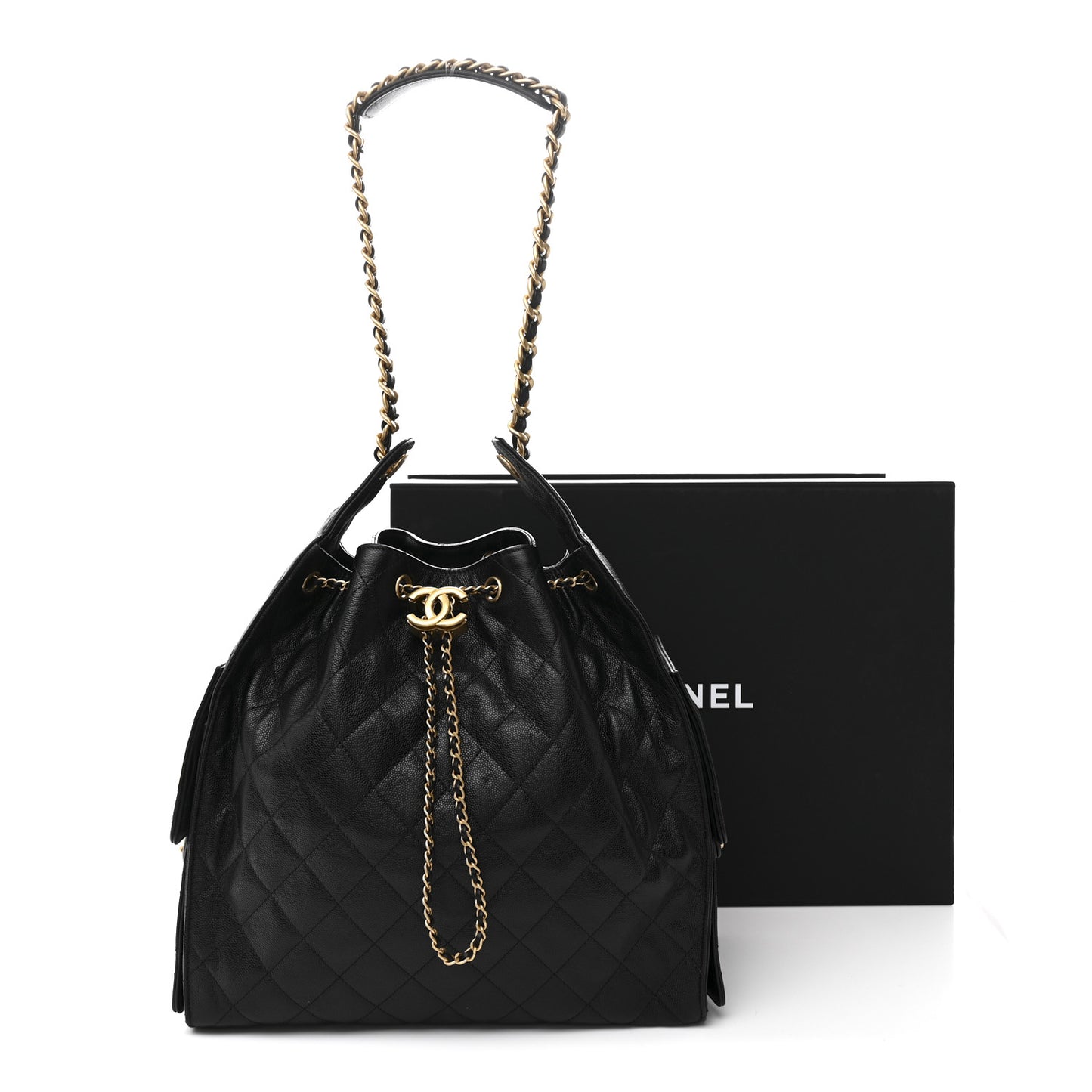 Caviar Quilted Medium Chanel 25 Handbag Black