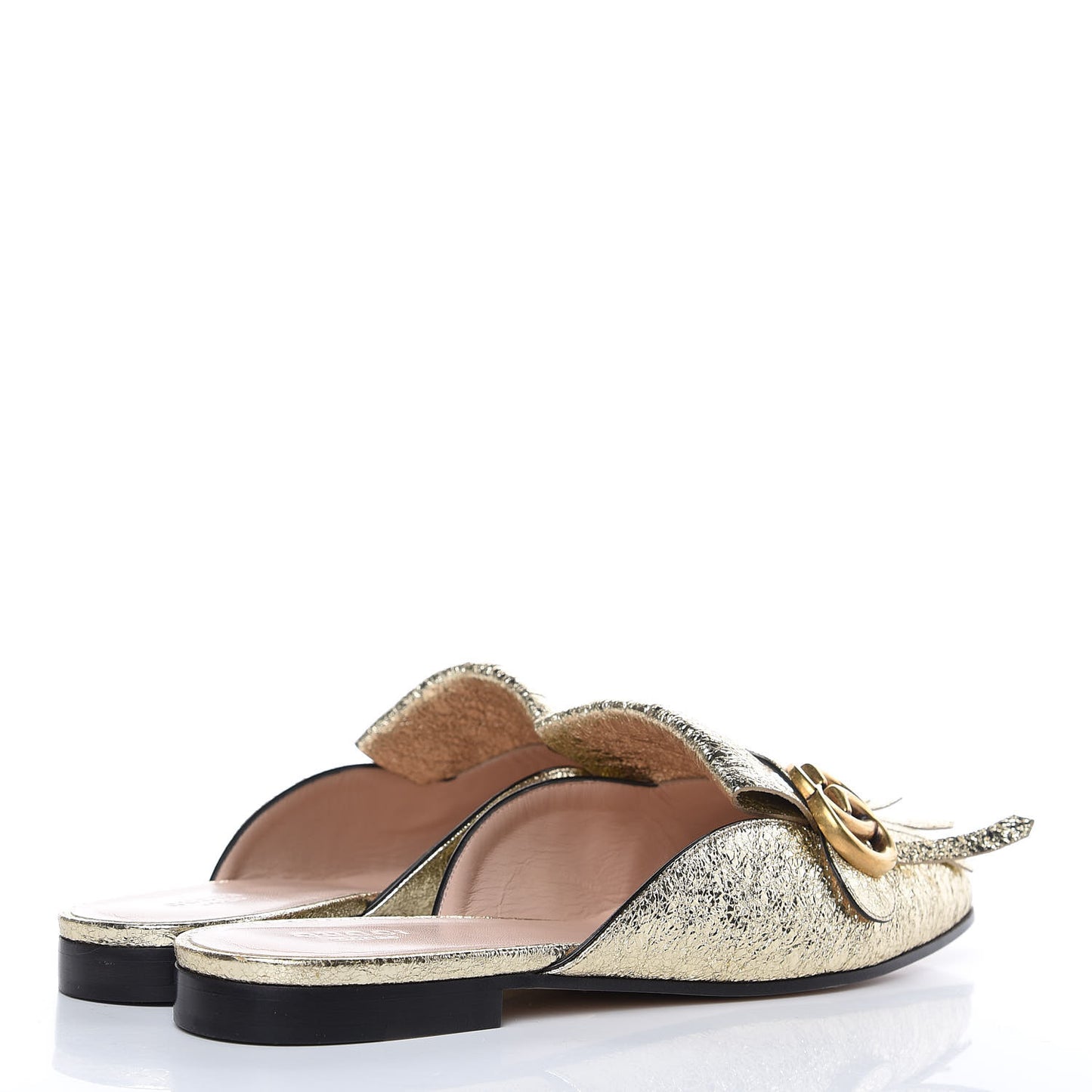Galassia Womens GG Marmont Fringe Slippers 39.5 Platino