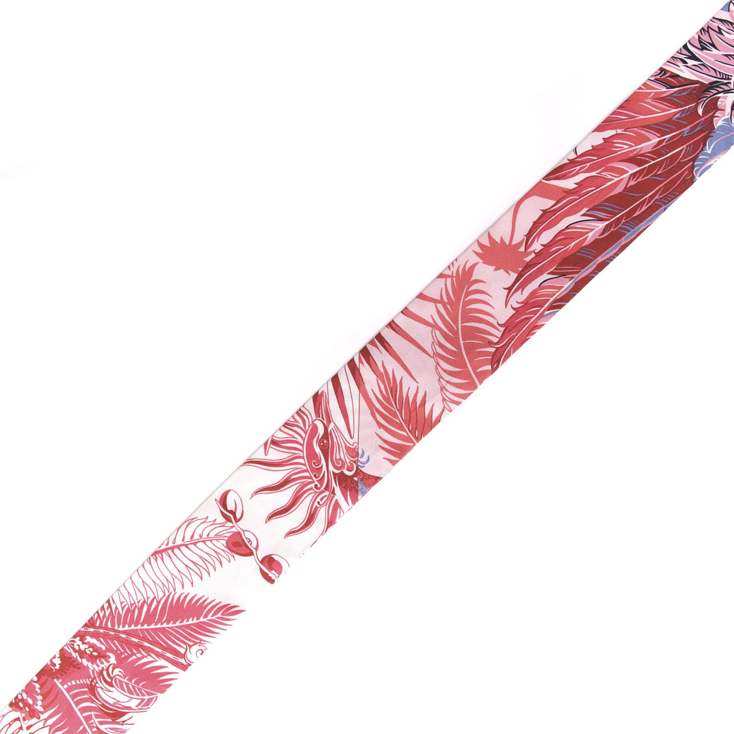 Hermes Silk Mythiques Phoenix Coloriages Twilly White Corail Blue Jean 4 of 4