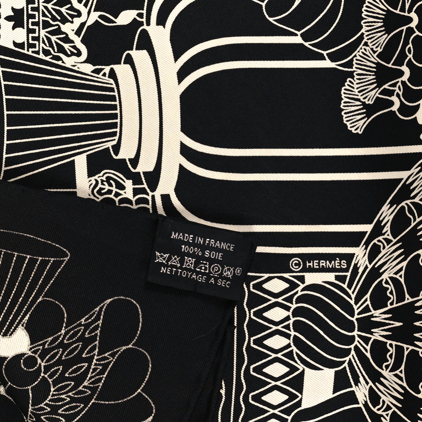 Silk La Patisserie Francaise Scarf 90 Black Creme