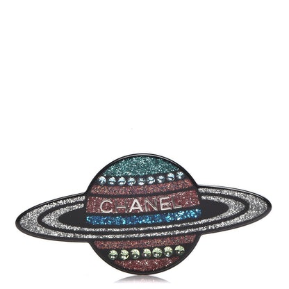 Chanel Glittered Resin Strass Planet Brooch Silver Blue Pink 1 of 5