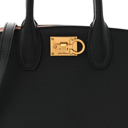 Salvatore Ferragamo Hammered Calfskin Medium The Studio Box Bag Black 7 of 9