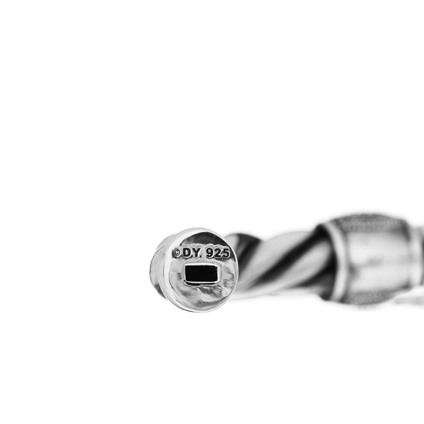 Sterling Silver Diamond 10mm Metro Cable Station Bangle Bracelet