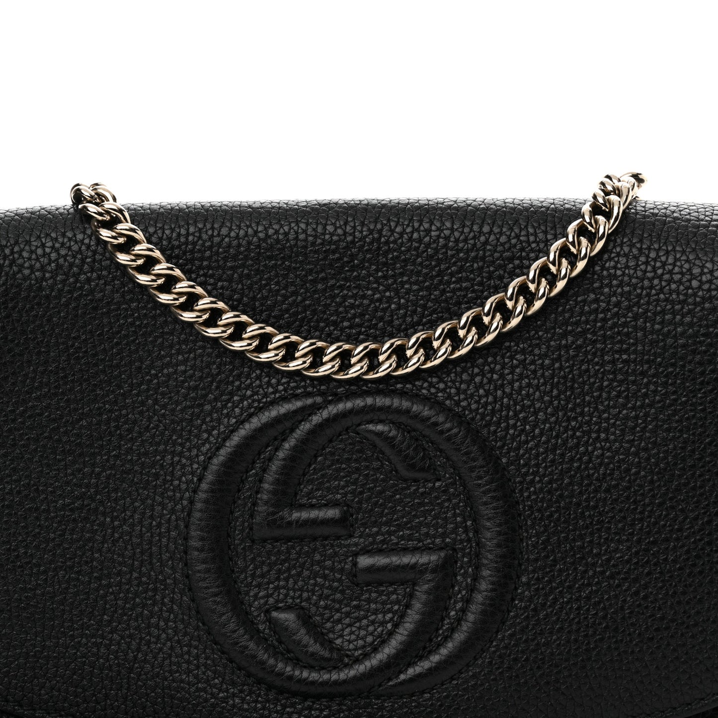 Pebbled Calfskin Medium Soho Flap Crossbody Black